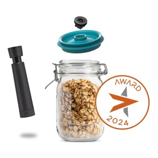 Set 3 borcane Kilner cu clip de 1.5l/51 oz, capace vid, pompa AIRTENDER Set 3 borcane Kilner cu clip de 1.5l/51 oz, capace vid, pompa AIRTENDER
