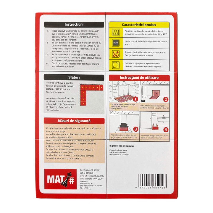 Capcana cu lipici pentru soareci si sobolani tip carte MAT#, unt arahide