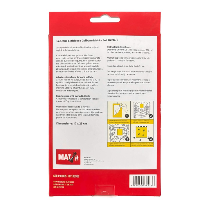 Capcane lipicioase galbene MAT# - set 10 placi Capcane lipicioase galbene MAT# - set 10 placi