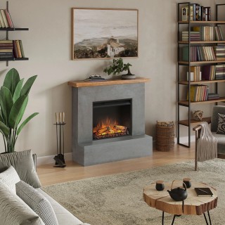 Semineu electric TAGU ROLF CONCRETE GREY PowerFlame - Gri