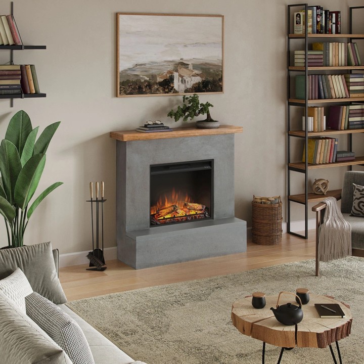 Semineu electric TAGU ROLF CONCRETE GREY PowerFlame - Gri Semineu electric TAGU ROLF CONCRETE GREY PowerFlame - Gri
