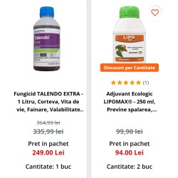 Pachet SMART-MIX 180 - Fungicid TALENDO EXTRA, Corteva 1 Litru + Adjuvant ecologic LIPOMAX 500 ml, Tratament 2,5 Ha
