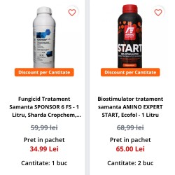 Pachet SMART-MIX 183 - Fungicid SPONSOR 6 FS 1 Litru + Biostimulator AMINO EXPERT START 2 Litri, Tratare 2 tone Samanta