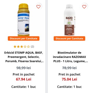 Pachet SMART-MIX 109: Erbicid STOMP AQUA 1 L + RAZOMAX 1 L Pachet SMART-MIX 109: Erbicid STOMP AQUA 1 L + RAZOMAX 1 L