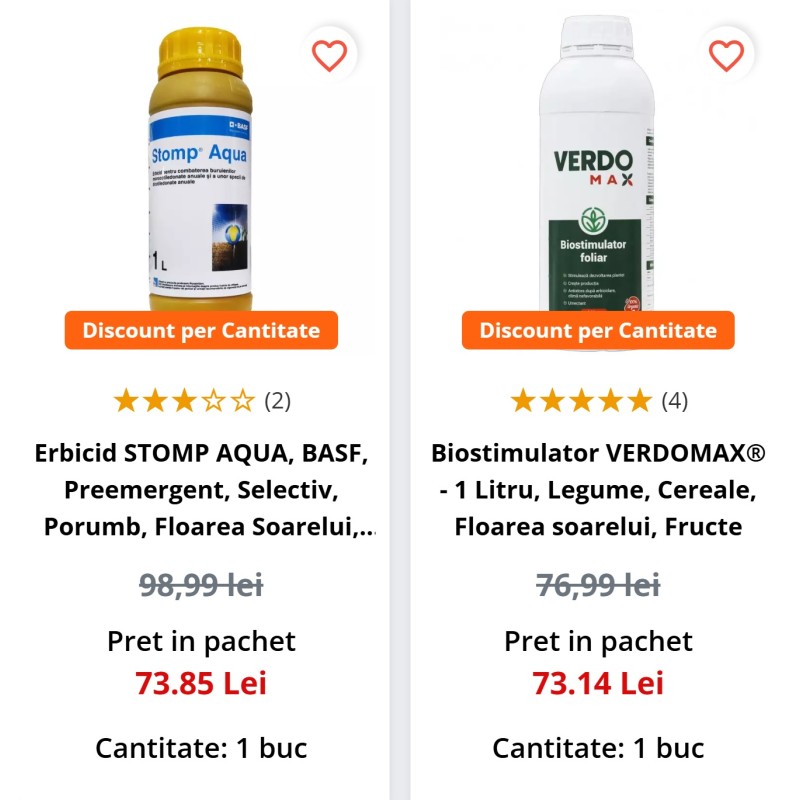 Pachet SMART-MIX 110: Erbicid STOMP AQUA 1 L + VERDOMAX 1 L