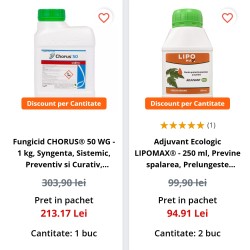 Pachet SMART-MIX 151 - Fungicid CHORUS® 50 WG, Syngenta 1 kg + Adjuvant ecologic LIPOMAX® 500 ml