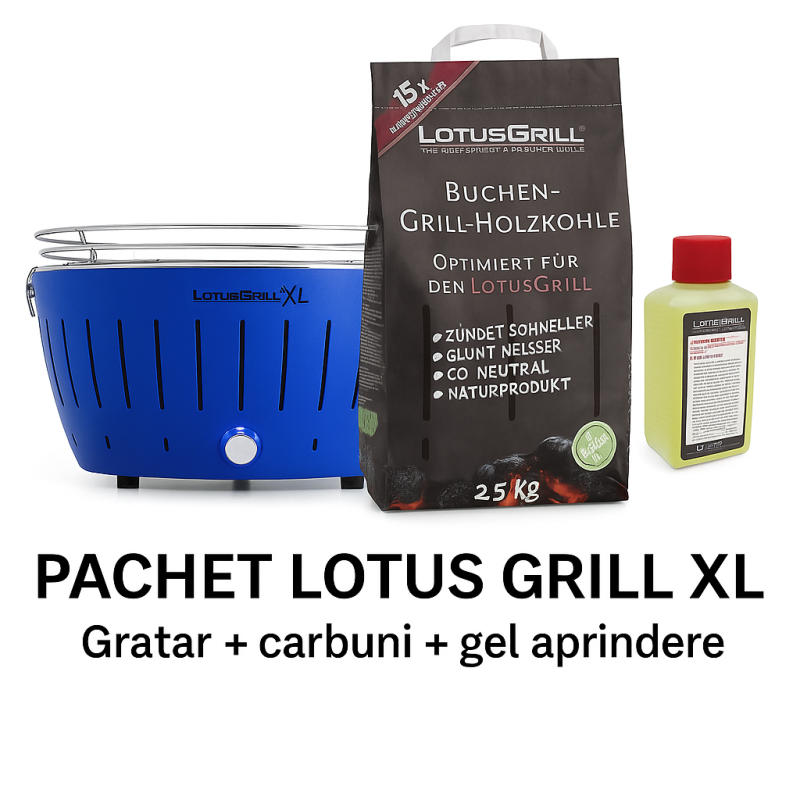 Pachet SMART-MIX 194 - LOTUS GRILL XL ALBASTRU + Carbuni + Gel