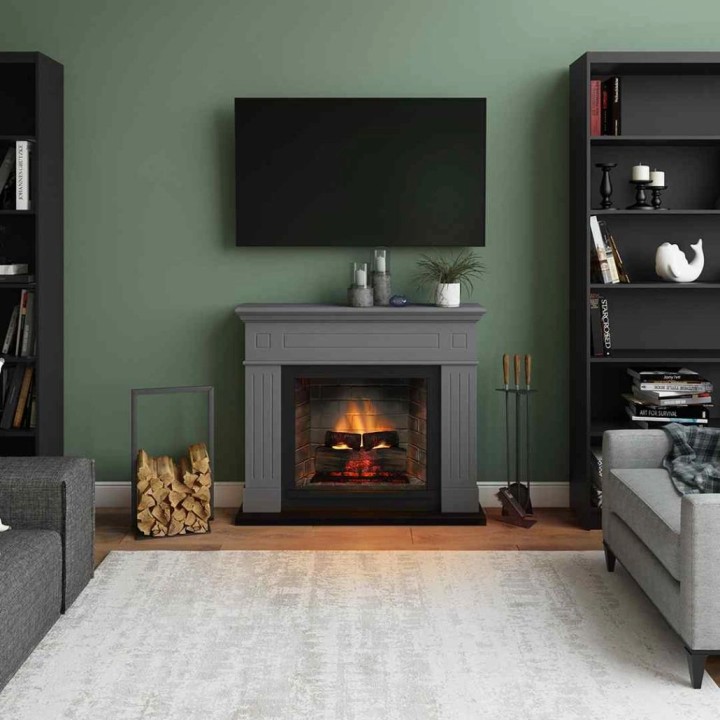 Semineu electric TAGU LARSEN SOLID GREY PowerFlame 2 - Gri Semineu electric TAGU LARSEN SOLID GREY PowerFlame 2 - Gri