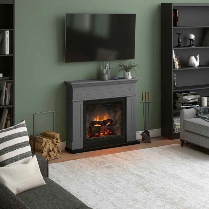 Semineu electric TAGU LARSEN SOLID GREY PowerFlame 2 - Gri