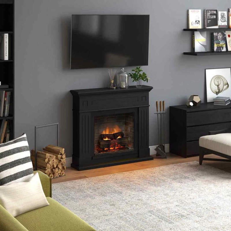 Semineu electric TAGU LARSEN DEEP BLACK PowerFlame 2 - Negru