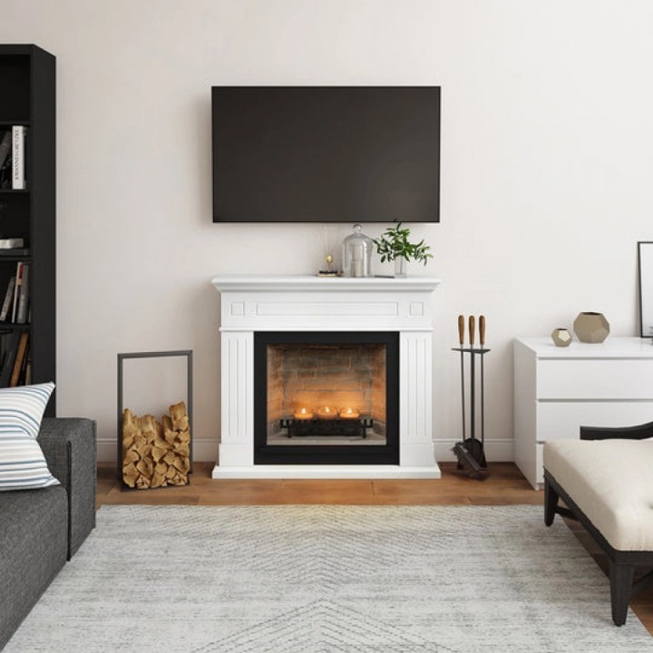 Semineu decorativ cu lumanari TAGU LARSEN PURE WHITE ZenFlame
