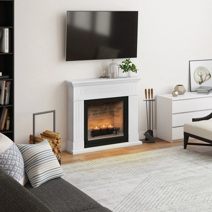 Semineu decorativ cu lumanari TAGU LARSEN PURE WHITE ZenFlame