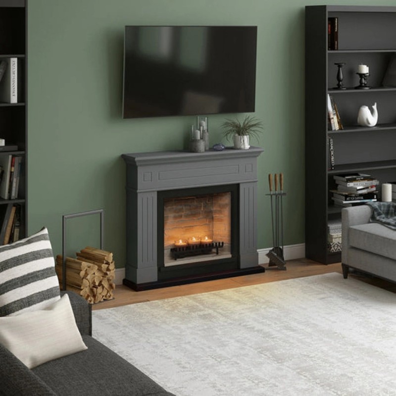 Semineu decorativ cu lumanari TAGU LARSEN SOLID GREY ZenFlame