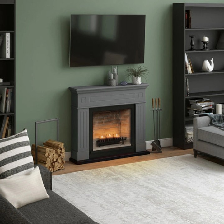 Semineu decorativ cu lumanari TAGU LARSEN SOLID GREY ZenFlame