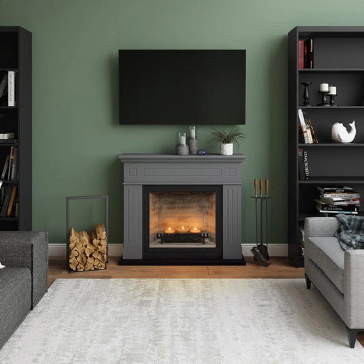 Semineu decorativ cu lumanari TAGU LARSEN SOLID GREY ZenFlame