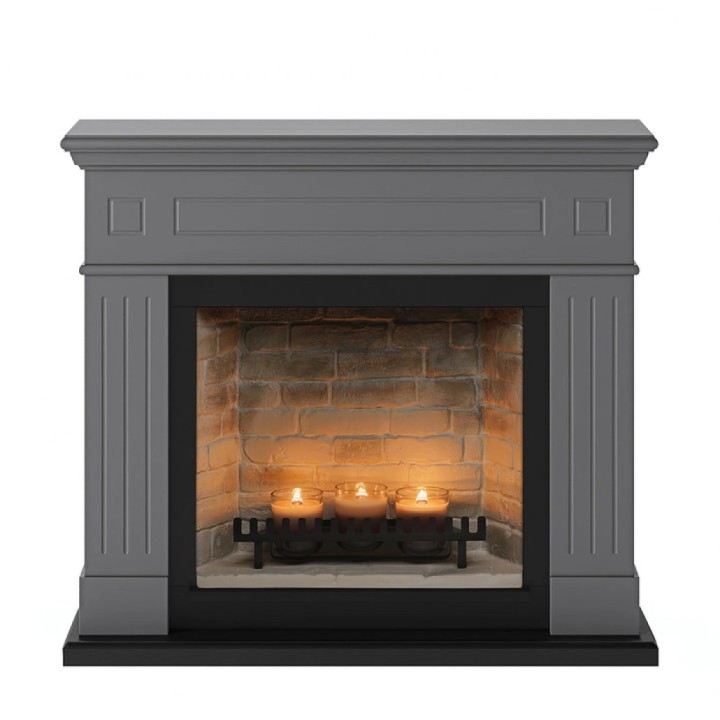 Semineu decorativ cu lumanari TAGU LARSEN SOLID GREY ZenFlame