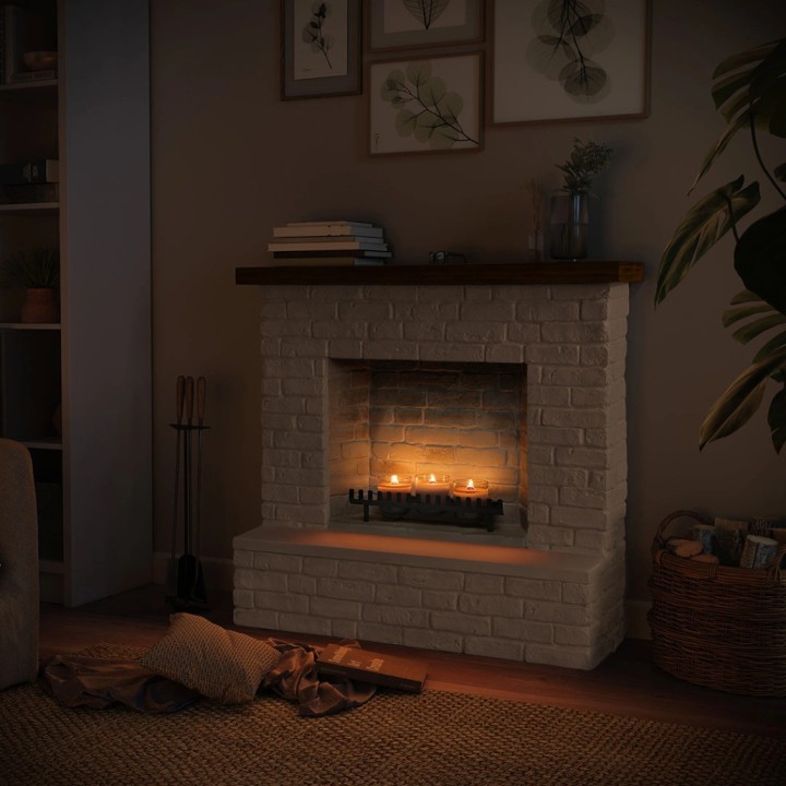 Semineu decorativ cu lumanari TAGU ROLF BRICK WHITE ZenFlame