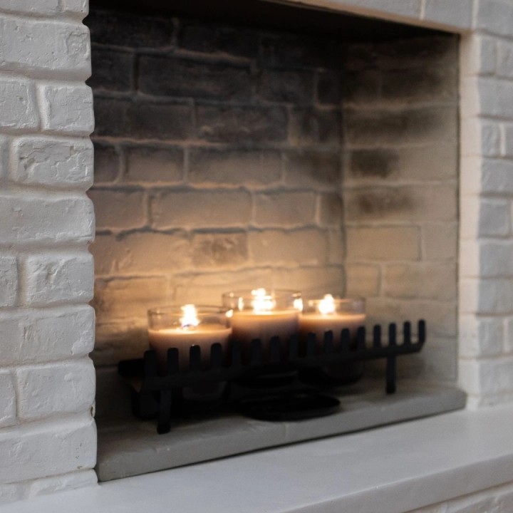 Semineu decorativ cu lumanari TAGU ROLF BRICK WHITE ZenFlame