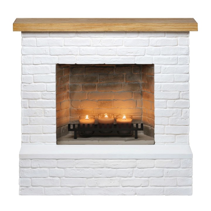 Semineu decorativ cu lumanari TAGU ROLF BRICK WHITE ZenFlame
