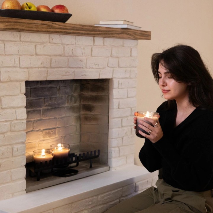 Semineu decorativ cu lumanari TAGU ROLF BRICK WHITE ZenFlame