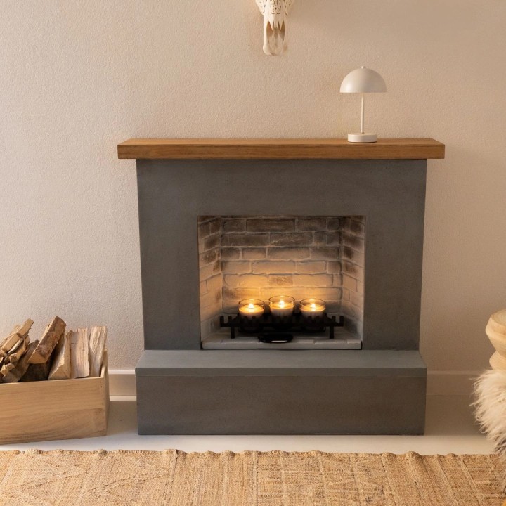 Semineu cu lumanari TAGU ROLF CONCRETE GREY ZenFlame