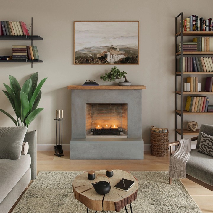 Semineu cu lumanari TAGU ROLF CONCRETE GREY ZenFlame