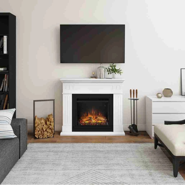 Semineu electric TAGU LARSEN PURE WHITE PowerFlame