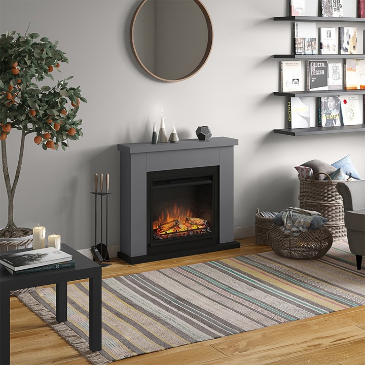 Semineu electric TAGU FRODE SOLID GREY PowerFlame