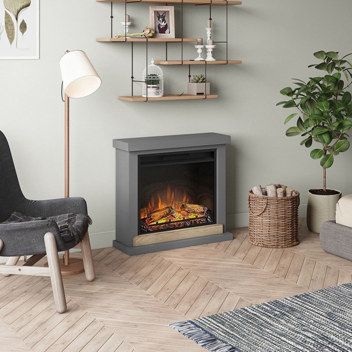 Semineu electric TAGU HAGEN SOLID GREY PowerFlame