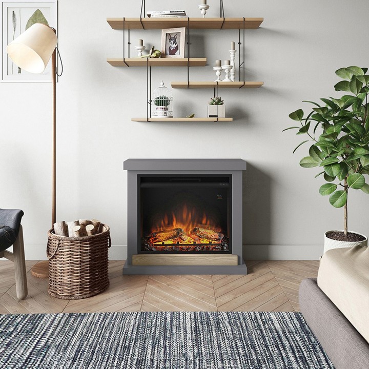 Semineu electric TAGU HAGEN SOLID GREY PowerFlame