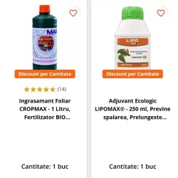 Pachet SMART-MIX 149 - Ingrasamant foliar CROPMAX®, Bio, 1 Litru + Adjuvant ecologic LIPOMAX® 250 ml