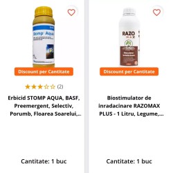 Pachet SMART-MIX 109 - Erbicid STOMP AQUA 1 L, Basf + Biostimulator de Inradacinare RAZOMAX 1 L