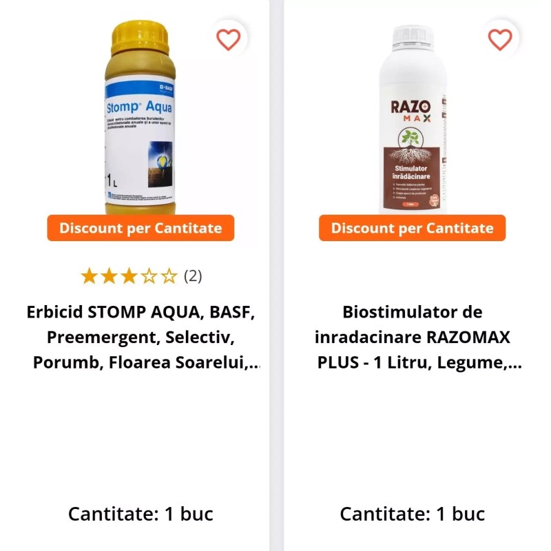 Pachet SMART-MIX 109: Erbicid STOMP AQUA 1 L + RAZOMAX 1 L