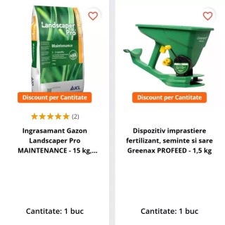 Pachet SMART-MIX 163 - Ingrasamant Gazon Landscaper Pro MAINTENANCE - 15 kg + Dispozitiv imprastiere Greenax PROFEED - 1,5 kg