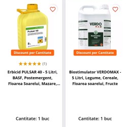 Pachet SMART-MIX 138 - Erbicid PULSAR 40, BASF 5 L + Biostimulator VERDOMAX 5 L, Pachet 5 Hectare