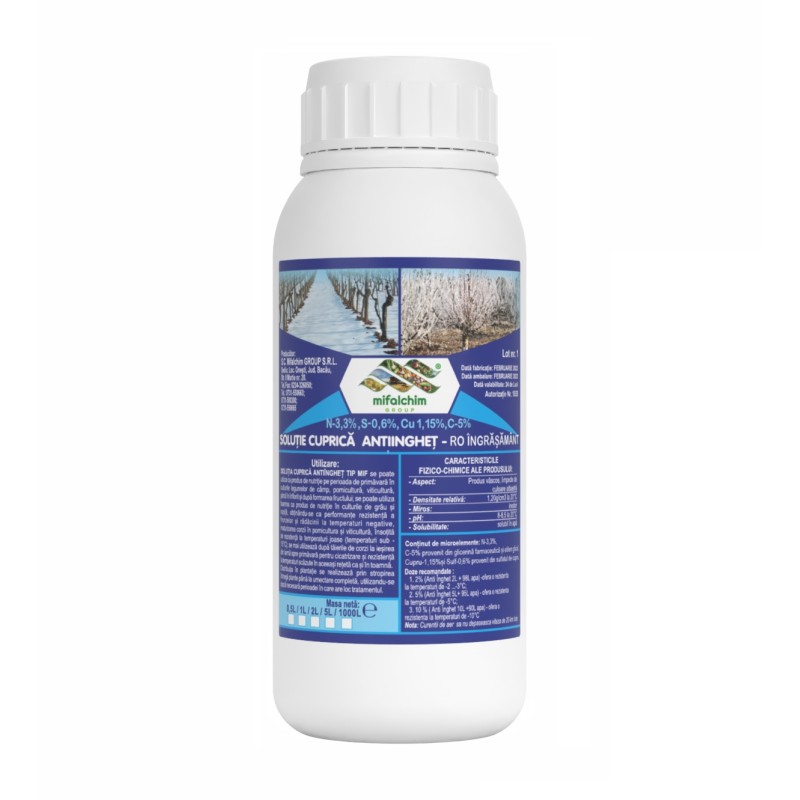 Solutie Cuprica Anti-inghet Tip MIF 500 ml – Protectie plante pana la -8°C, Pomi si Vita de vie