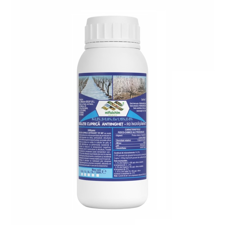 Solutie Cuprica Anti-inghet Tip MIF 500 ml – Protectie plante pana la -8°C, Pomi si Vita de vie