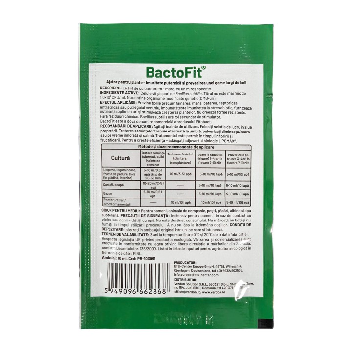 Tratament ANTIFUNGIC  biologic BACTOFIT - 10 ml, Bacto