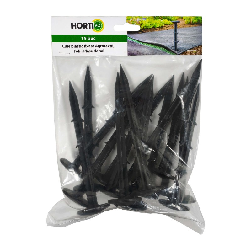 Cuie plastic fixare Agrotextil, Folii, Plase de sol HORTI A-Z - 15 buc