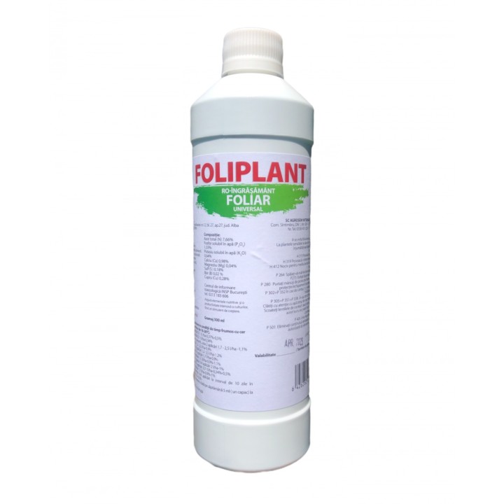 FOLIPLANT 500 ml - Ingrasamant foliar universal, Legume, Pomi, Vita de vie, FLori