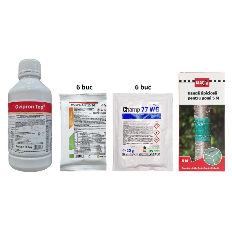 Pachet SMART-MIX 233 - Ulei OVIPRON + MOSPILAN (6x3g) + CHAMP (6x20g) + Banda lipcioasa pomi MAT