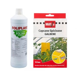 Pachet SMART-MIX 241 - Ingrasamant foliar FOLIPLANT 1 L + Capcane lipicioase galbene MAT (Set 10 placi)