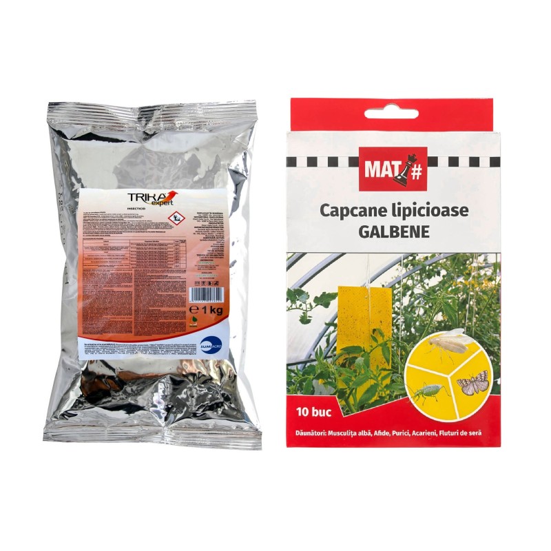 SMART-MIX 242 - TRIKA EXPERT 1 kg + Capcane lipicioase galbene MAT (Set 10 buc)