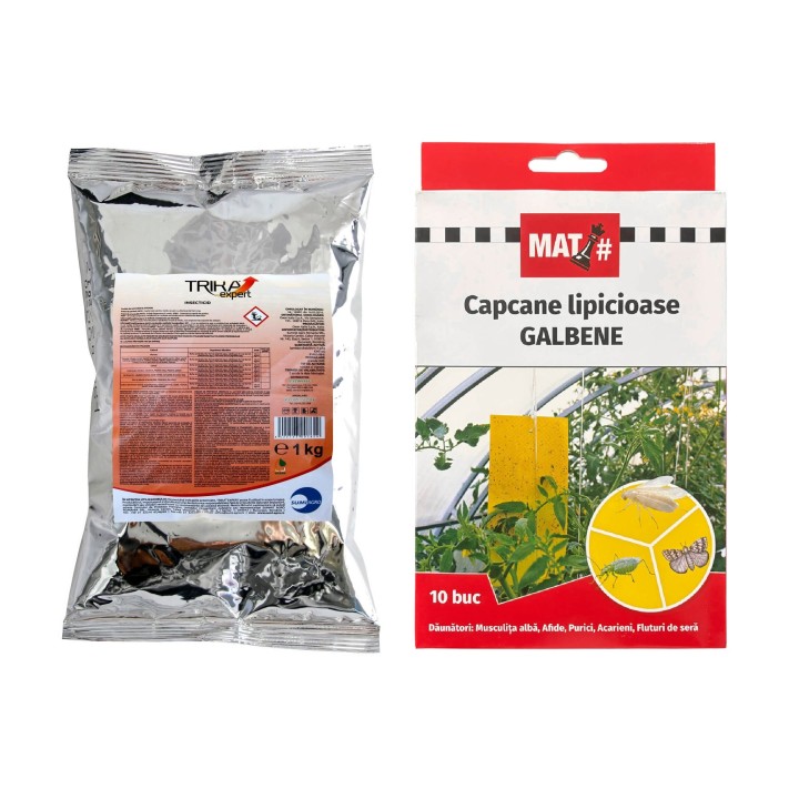 SMART-MIX 242 - TRIKA EXPERT 1 kg + Capcane lipicioase galbene MAT (Set 10 buc)