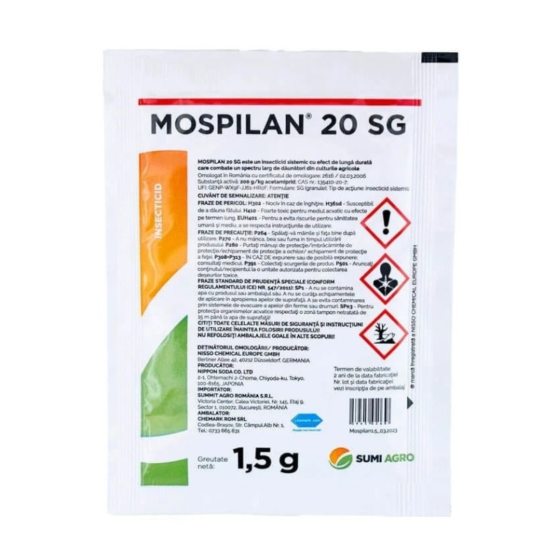 Insecticid sistemic MOSPILAN 20 SG, SUMI AGRO, 1,5 g