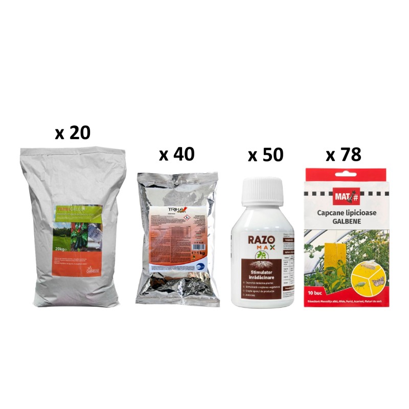SMART-MIX 252 - TERRACALCO 20 kg (x 20) + TRIKA EXPERT 1 kg (x 40) + RAZOMAX PLUS 100 ml (x 50) + Capcane galbene MAT (x 78)