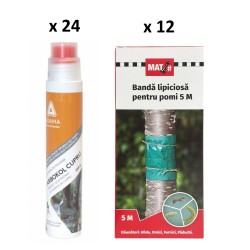 Pachet SMART-MIX 255 – ARBOKOL CUPRU 250 g, Adama (x 24 buc) + Banda lipicioasa pentru pomi MAT (x 12 buc)