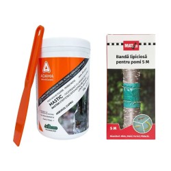 Pachet SMART-MIX 256 – Mastic ARBOKOL CUPRU 1 kg, Adama + Banda lipicioasa pentru pomi MAT 5 m - 1 buc