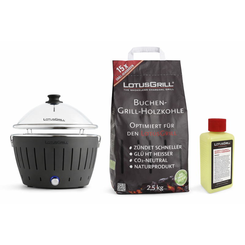 Pachet SMART-MIX 262 - LOTUS GRILL CLASSIC ANTRACIT + Capac sticla + Sac carbuni + Gel aprindere