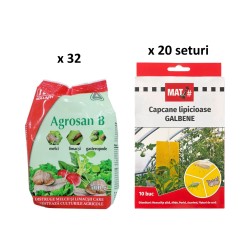 Pachet SMART-MIX 258 - Moluscocid AGROSAN B 500 g (x 32 buc) + Capcane lipicioase galbene MAT (x 20 seturi)